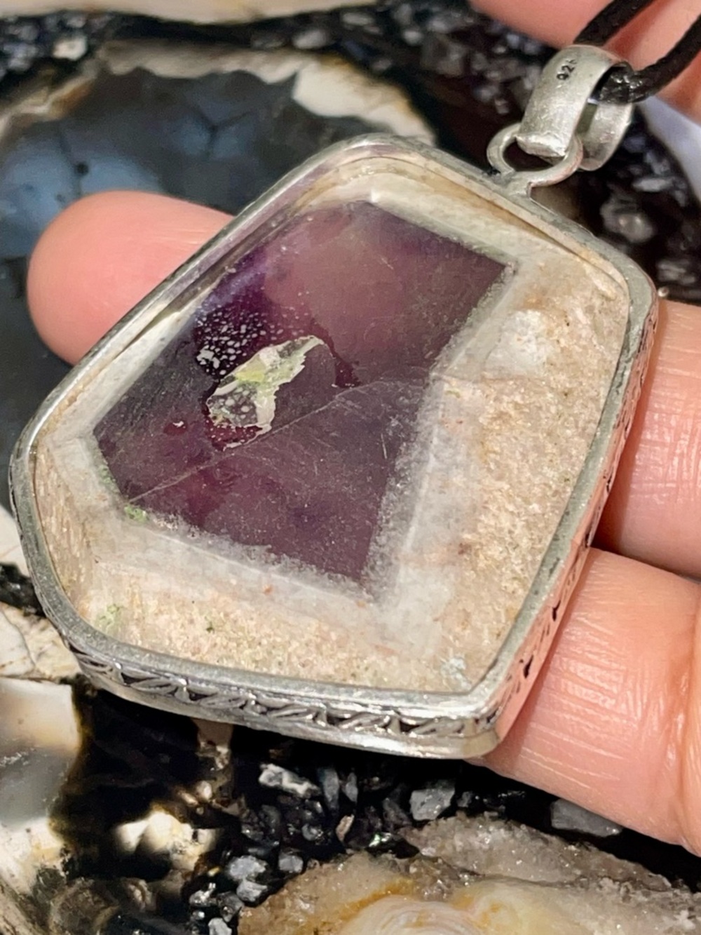 Beautiful Large Auralite Amethyst Pendant 2 1/2” - Picture 14 of 17